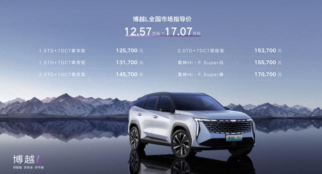 售价12.57—17.07万元“新三好SUV”吉利博越L上市