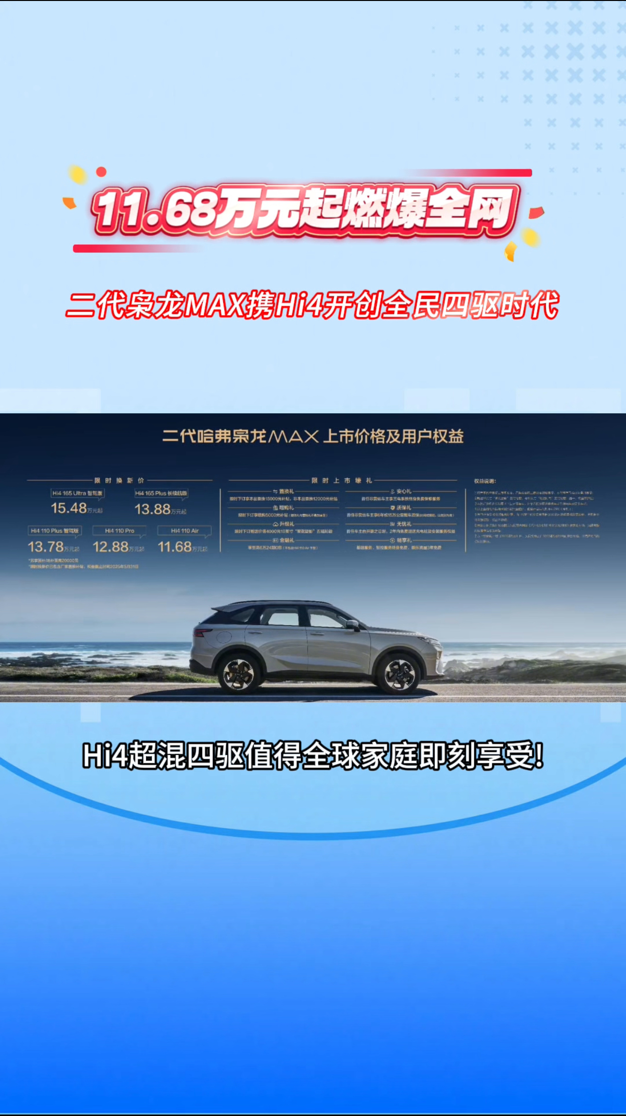 11.68万元起燃爆全网，二代枭龙MAX携Hi4开创全民四驱时代！